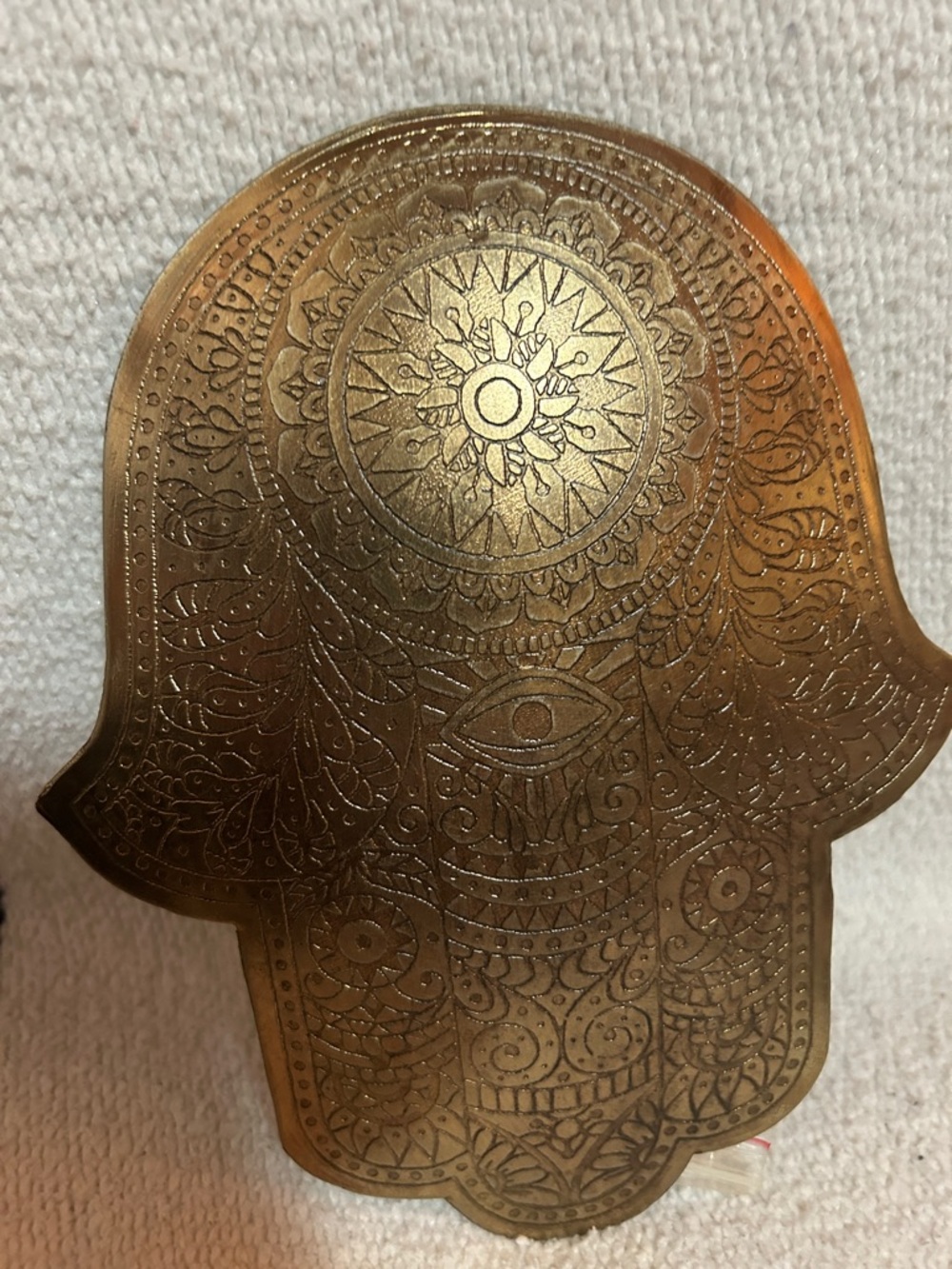 Brass Hamsa Wall Plaque with Intricate Etching